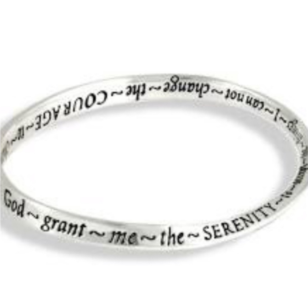 Serenity Prayer Silver Bangle Bracelet